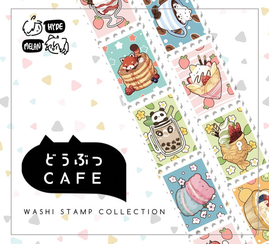 Doubutsu Cafe (Stamp) Japanese Washi Tape 2.5cm x 5m