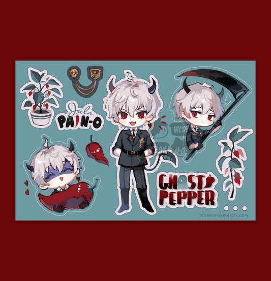 Ghost Pepper 6x4 Kiss Cut Sticker Sheet