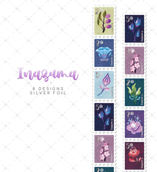Flora of Inazuma (Stamp) Japanese Foil Washi Tape 2.5cm x 5m