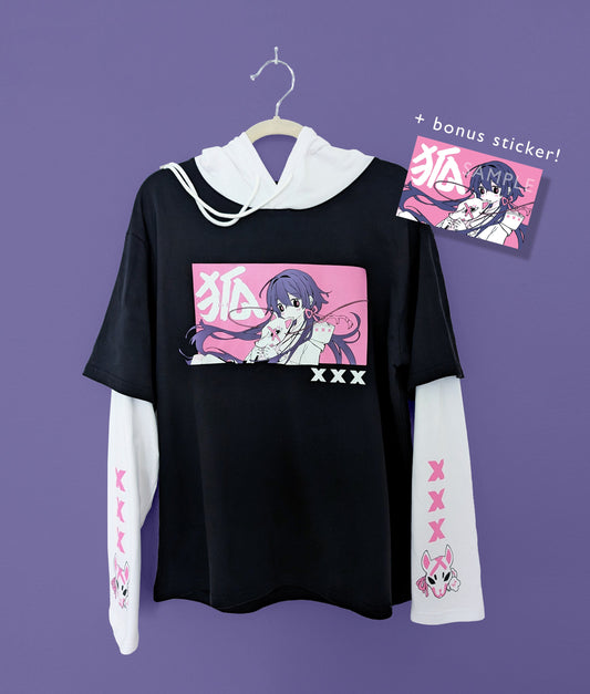 LIMITED EDITION Kitsune Mask - Long Sleeve Hoodie Tee