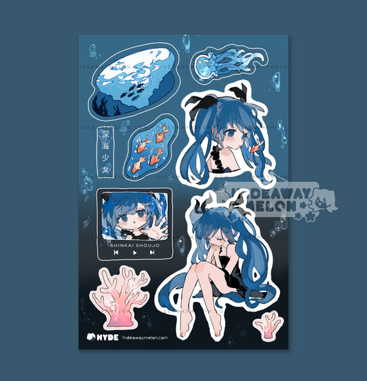 Deep Sea Miku 4x6 Kiss Cut Sticker Sheet