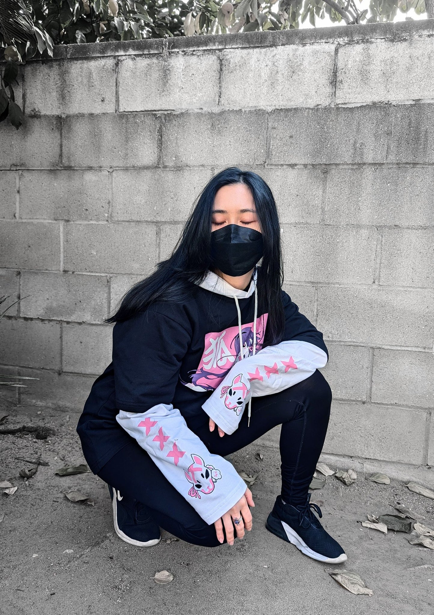 LIMITED EDITION Kitsune Mask - Long Sleeve Hoodie Tee