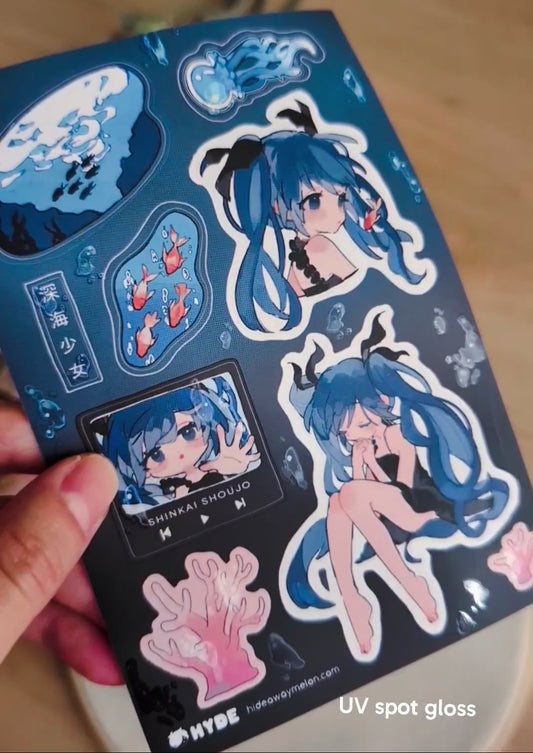 Deep Sea Miku 4x6 Kiss Cut Sticker Sheet