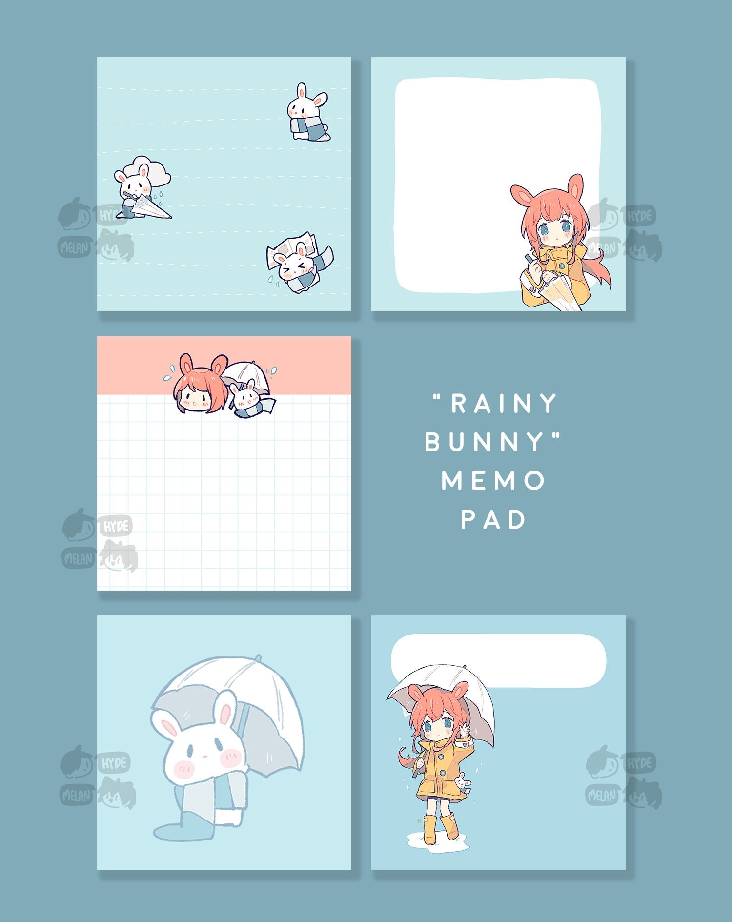 Rainy Bunny Memo Pad
