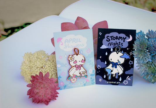 Teru Teru Bozu Large Hard Enamel Pin (April Showers, Stormy Nights)